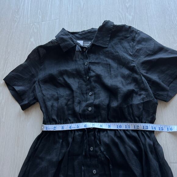 J Crew Cerise Shirt Dress In Ramie Size 8 Black - Picture 5 of 10